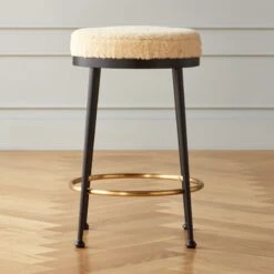 Atlas Shearling White Counter Stool Set Of 2