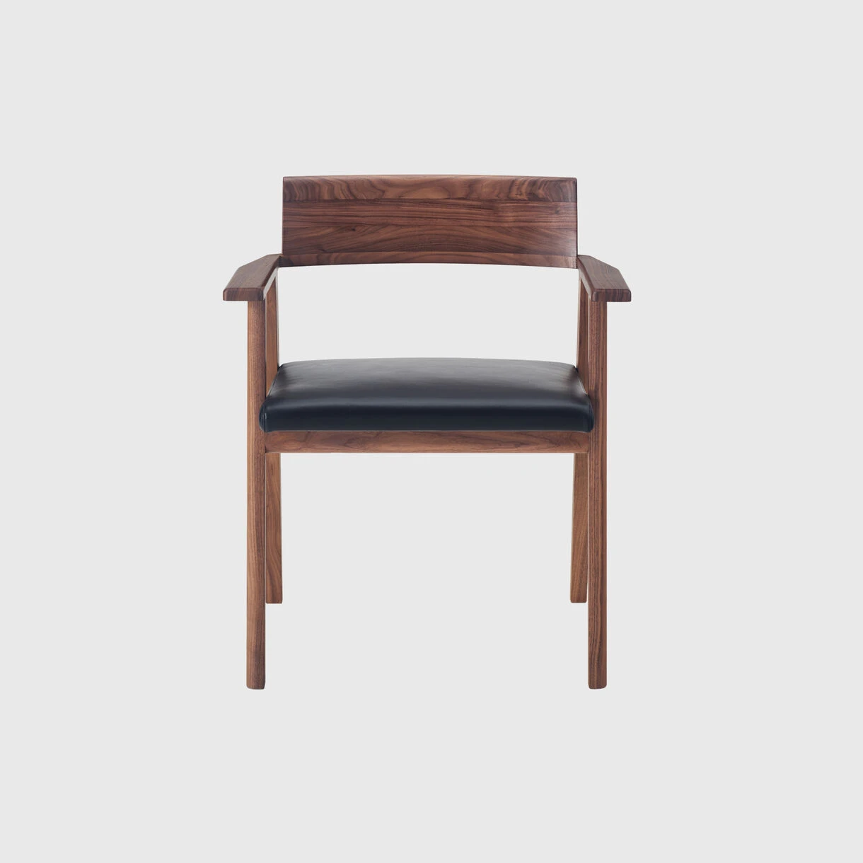 Wedge Armchair | Black Leather | Walnut - Image 2