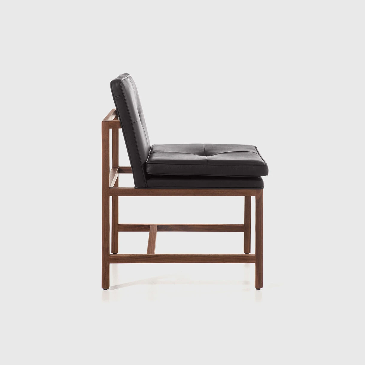 Wood Frame Armless Chair Petit | Black Leather | Walnut - Image 2
