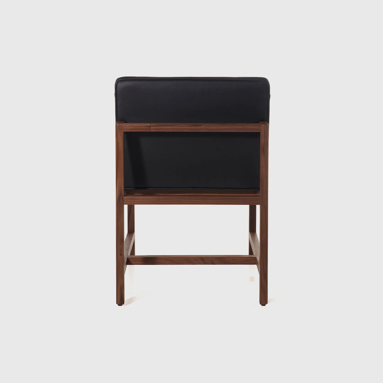 Wood Frame Armless Chair Petit | Black Leather | Walnut - Image 4