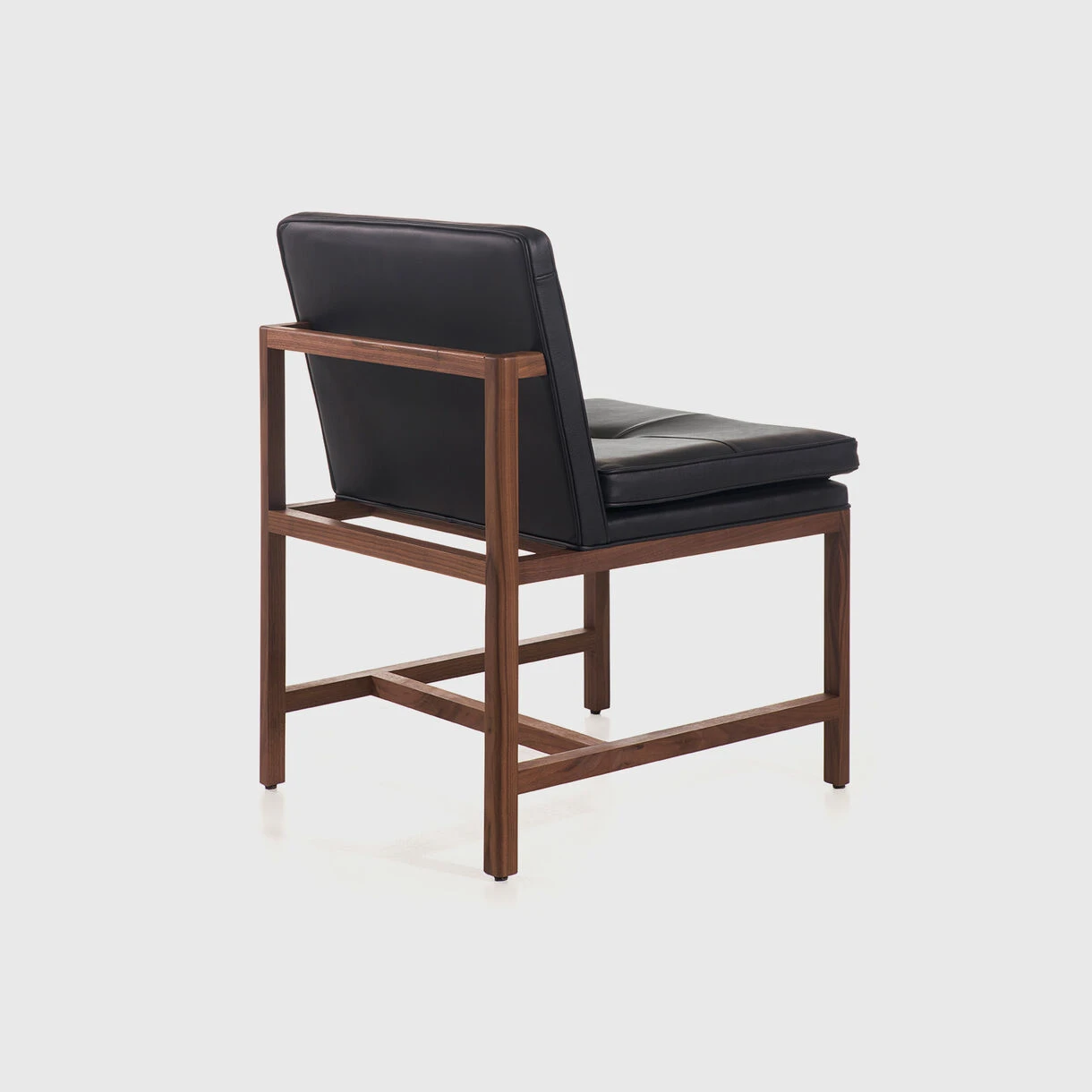 Wood Frame Armless Chair Petit | Black Leather | Walnut - Image 3