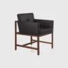 Wood Frame Armchair | Black Leather | Walnut