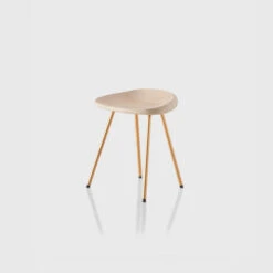 Pebble Stool | Satin Brass | White Oak, Raw Effect