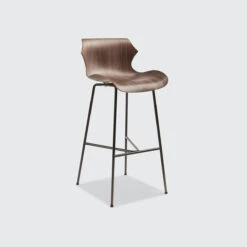 Petal Bar Stool With Metal Base | Walnut