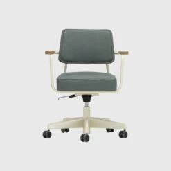 Vitra Fauteuil Direction Pivotant Armchair | Natural Oak | Ecru | Twill Green Grey