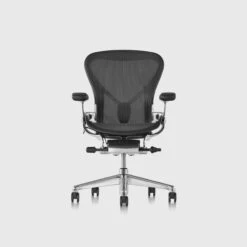Aeron Chair, Large (C), Polished Aluminium Frame | Graphite & Polished Aluminum | Fully Adjustable Arms | Size C