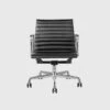 Eames Aluminium Group Management Chair | Polished Aluminum | Black Leather | Carpet Only | Manual