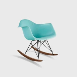 Eames® Moulded Plastic Armchair, Rocker Base | Aqua Sky | Black | Walnut