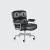 Eames® Executive Chair | Black Leather | Casters | Polished Aluminum