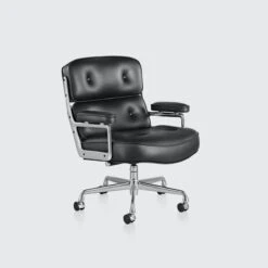 Eames® Executive Chair | Black Leather | Casters | Polished Aluminum