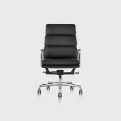 Eames® Soft Pad Executive Chair | Black Leather | Polished Aluminum | Pneumatic | Hard Floors & Carpet