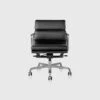Eames® Soft Pad Management Chair | Casters - Hard Floors & Carpet | Polished Aluminum | Pneumatic | Black Leather