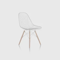 Eames® Wire Chair, Dowel Base | White & White Ash