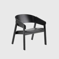 Muuto Cover Lounge Chair With Upholstered Seat | Black | Black Leather