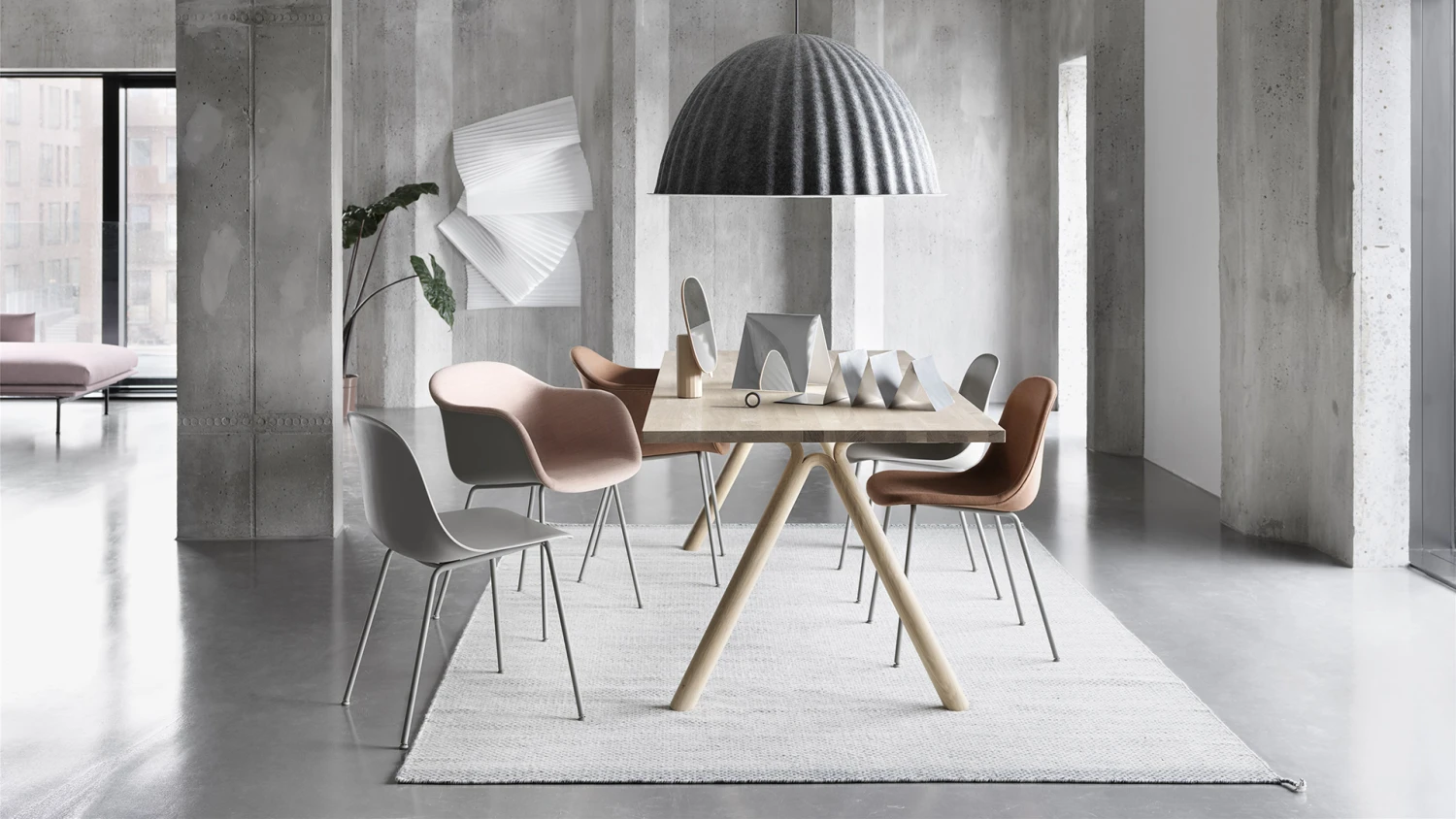 Muuto Fiber Side Chair, Tube Base, Upholstered | Black Leather - Image 2