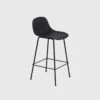 Muuto Fiber Stool With Backrest, Tube Base | Counter | Black