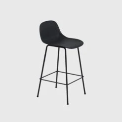 Muuto Fiber Stool With Backrest, Tube Base | Counter | Black