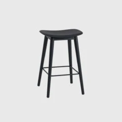 Muuto Fiber Stool, Wood Base | Black | Counter