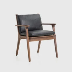 Rén Dining Armchair | Milano Black Leather | Walnut