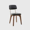 Utility Chair U | Bellagio Black Leather | Walnut