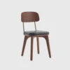 Utility Chair V | Bellagio Black Leather | Walnut
