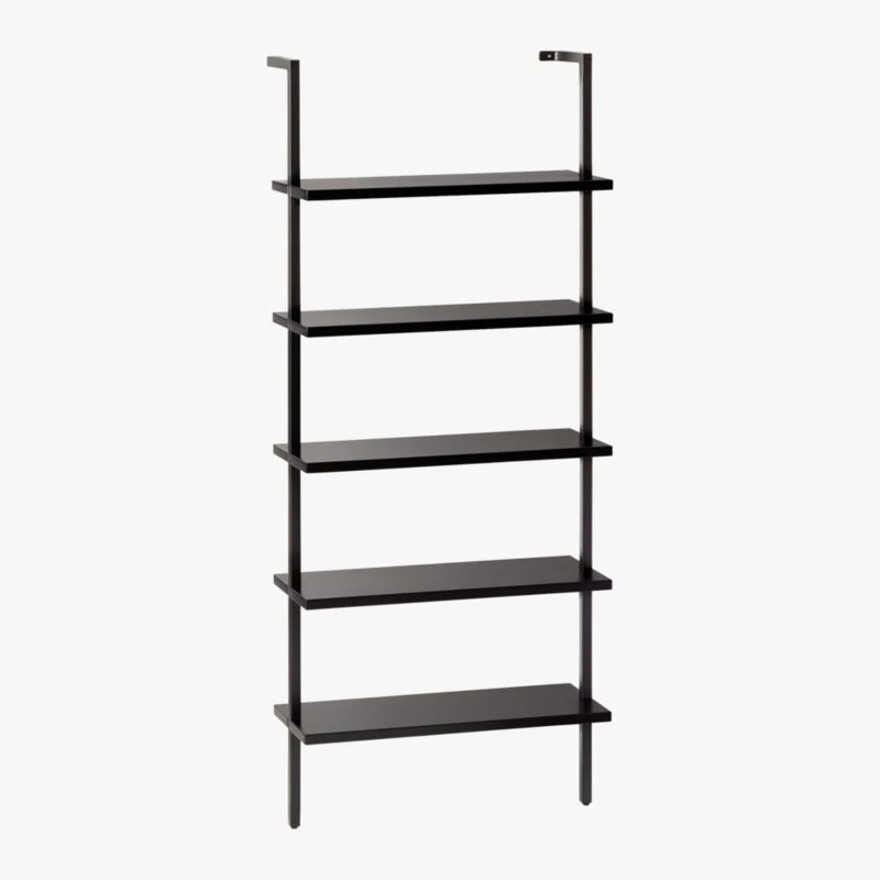 Stairway Black Wall-Mounted Bookcase - 72.5" Height - Image 4