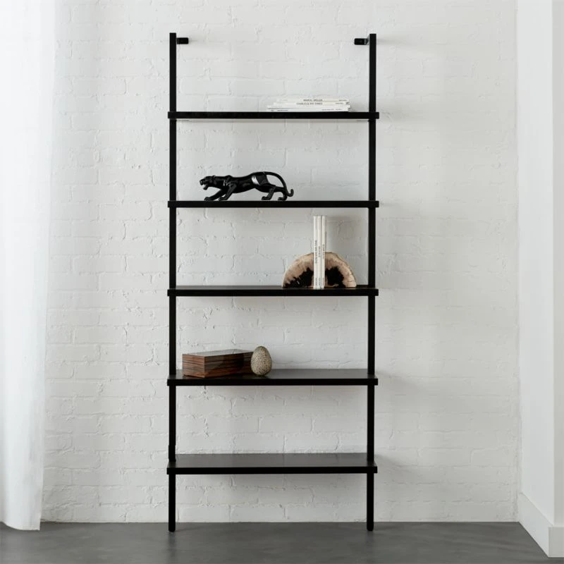 Stairway Black Wall-Mounted Bookcase - 72.5" Height - Image 2